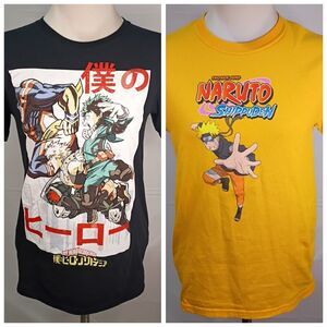Lot Of 2 My Hero Academia/ Naruto Anime Kids T-Shirt Small Short Sleeve